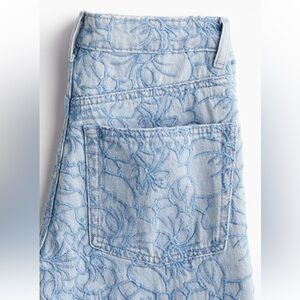 H&M Floral Embroidered Straight Jeans - New With Tags